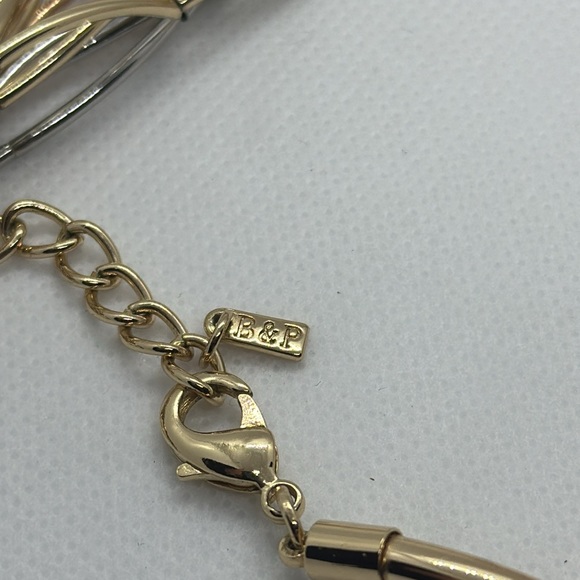 B&P Tri Color Rose Gold Silver Tone Multi Strand NECKLACE Glamour Designer Curve - Picture 8 of 8